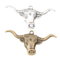 Antique Longhorn Cattle Head Metal Charm, Two Finishes view 4