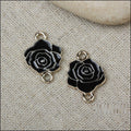 Vintage Style Metal Enamel Rose Two Loop Connector in 2 Metal Finishes view 4