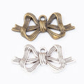 Layered Bow-Shaped Metal Charm Pendants in 2 Finishes view 4