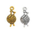 Yarn Ball Metal Charms in Gold and Silver Finishes view 4