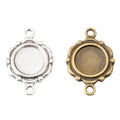 Floral Round Double Loop Cabochon Connector in Two Finishes view 4