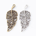 Filigree Leaf Pendant Charm in Two Antique Metal Finishes view 4