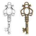 Ornate Crown Bow Key Metal Charm for Jewelry Making in Antique Bronze and Antique Silver view 4