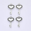 Beaded Heart Key Metal Charms in Seven Finishes for Jewelry Making view 4