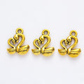 Heart Neck Double Swan Charm Pendants in Seven Finishes view 4