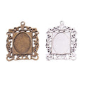 Ornate Rectangular Cabochon Pendant Tray In Antique Bronze and Antique Silver Metal Finish view 4