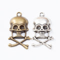 Helmet Skull and Crossbones Charms in Two Finishes view 4