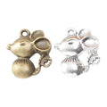 Mouse With Cheese Three Dimensional Metal Charm Jewelry Making Component view 4