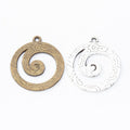 Spiral Wave Round Metal Charms in Two Antique Finishes view 4