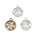 Vintage Finish Metal Round Tree of Life Charms in 2 Style Options view 4
