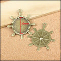 Ship Wheel Round Cabochon Settings in Antique Bronze, Antique Silver view 4