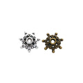 Ship Wheel Spacer Bead with a wheel-like rim with raised dots in 2 Metal Finishes view 4