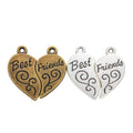 Best Friends Split Heart Script Metal Charm in 1 Finish view 4