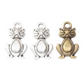 Sitting Cat Outline Charms in Antique Bronze and Silver view 4