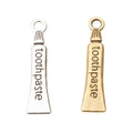 Toothpaste Tube Charm Worded Metal Pendant in Two Finishes view 4