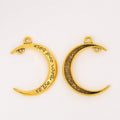 Engraved Crescent Moon Metal Charm for Jewelry Making in 3 Visible Finishes view 4