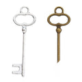 Trefoil Bow Key Metal Charm for Jewelry Making in Antique Bronze and Antique Silver view 4