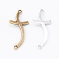 Curved Cross Metal Charm Connectors in Two Finishes view 4