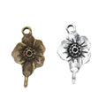 Two-Loop Poppy Flower Detailed Metal Jewelry Component in 2 Finishes view 4