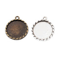 Serrated Edge Round Cabochon Settings in Two Antique Finishes view 4