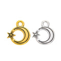 Open Crescent Moon and Star Charm in Textured Metal for Jewelry Making view 4