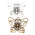 Layered Floral Butterfly Charm In 2 Metal Finishes For Jewelry Making view 4