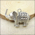 Patterned Elephant Metal Charms in Two Antique Finishes view 4