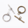 Antique Bronze and Silver Rope Texture Toggle Clasps view 4