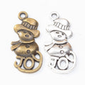 Antique Metal Snowman Charm Pendant With Textured Detail, 2 Finishes view 4