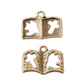 Open Book Cutout Metal Charms In Two Finishes For Jewelry Making view 4