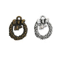 Leafy Bow Wreath Metal Charm in 2 Pictured Finishes view 4