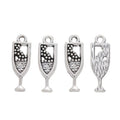 Dotted Champagne Flute Metal Charms in Two Antique Finishes view 4