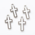 4-Finish Beaded Border Cross Metal Jewelry Components for Crafts view 4