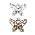 Antique Metal Openwork Floral Butterfly Charm Pendant With Textured Detail, 2 Finishes view 4