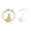 Cat In Circle Metal Charm 2 Finish Options Craft Supply view 4
