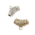 Ornate Curved Bail with a curved floral body with a lower hanging loop in 2 Metal Finishes view 4