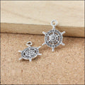 Patterned Ship Wheel Charm in 2 Metal Finishes for Jewelry Making view 4