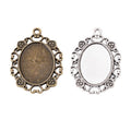 Ornate Oval Cabochon Pendant Trays in Two Antique Finishes view 4