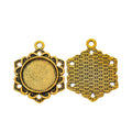 Hexagonal Floral Round Cabochon Settings in Six Metal Finishes view 4
