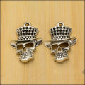 Top Hat Skull Metal Charm Pendant in Two Vintage Finishes view 4