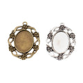 Ornate Oval Cabochon Pendant Settings in Two Antique Metal Finishes view 4