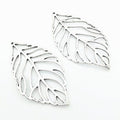 Small Openwork Veined Leaf Metal Charm Pendant Jewelry Making Component view 4