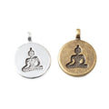 Round Seated Yoga Figure Metal Charms in Two Finishes view 4