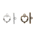 Floral Heart Toggle Clasp in Two Antique Metal Finishes view 4