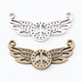 Winged Peace Sign Two Loop Metal Connector Charm Jewelry Making Component view 4