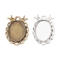 Bird Frame Oval Cabochon Settings in Antique Bronze, Antique Silver view 4