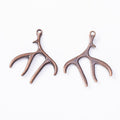Branching Three Prong Antler Charm Pendants in Six Finishes view 4