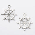 Slim Ship Wheel Charm in 4 Metal Finishes for Jewelry Making view 4
