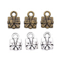 Bow-Topped Gift Box Charms in Bronze and Antique Silver view 4
