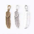 Feather Leaf-Shaped Metal Charm Pendants in 2 Finishes view 4